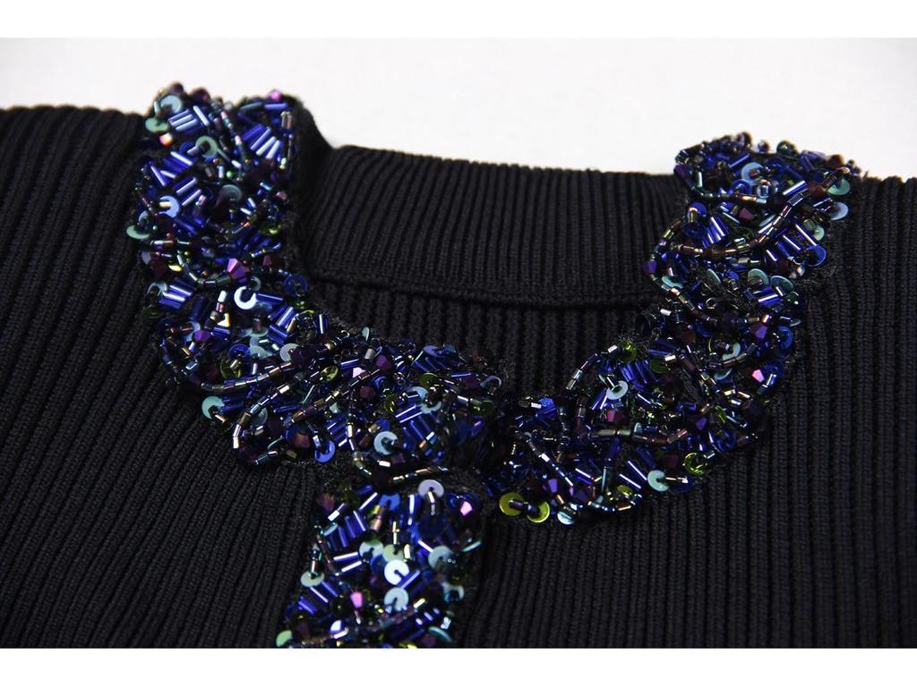 2025 Spring/Autumn Women's Beaded Knit Cardigan – Long Sleeve, Round Neck, Fashionable Design