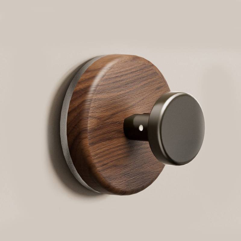 Gancho Succionador Minimalista Moderno de Nogal Negro Con Adhesivo Fuerte Para Colgar en el Baño y la Puerta