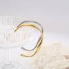 Stainless Steel Wrist Opening Bracelet Bangle For Women Gold Color Handmade Cast Wave Shaped Design Statement Party Jewelry Gift