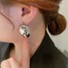 Punk Fashion Metal Smooth Big Oval Stud Earrings for Women Exaggerated Hollow Ball Geometric Drop Earring Jewelry Gift