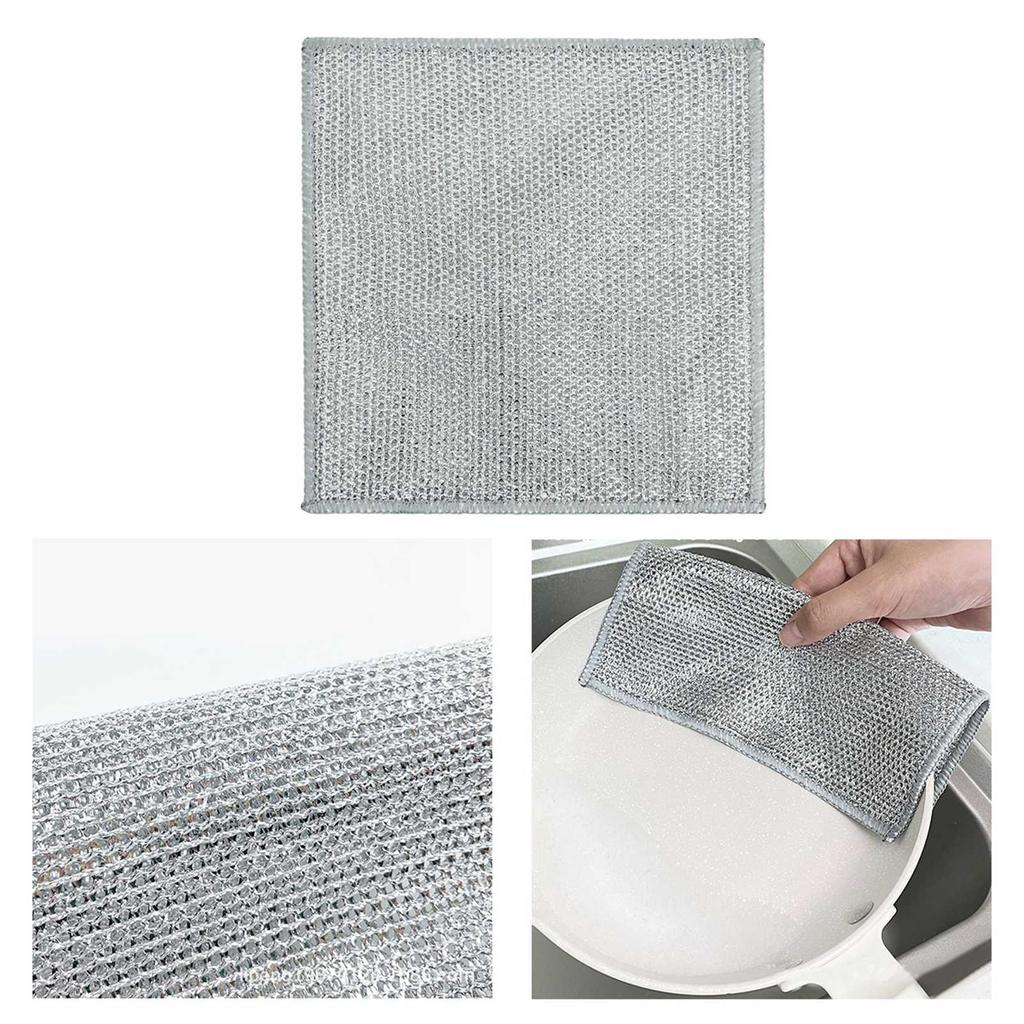 10 Stück Doppelseitige Silberdraht-Putzlappen Multifunktionale Antihaft-Geschirrtücher Spültücher für die Küche