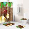 Christmas Shower Curtain Floor Mat Combination Four-Piece Set Bathroom Toilet Carpet Shower Room Mat Foot Mat
