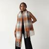 Plush Plaid Wool Scarf Tassel Long Shawl Simple Winter Cashmere Scarves  Girl