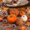 Realistic Stuffed Pumpkin Prop Small Velvet Thanksgiving Table Centerpiece, Halloween Soft Durable Themed Decorations for Fall Harvest Farmhouse