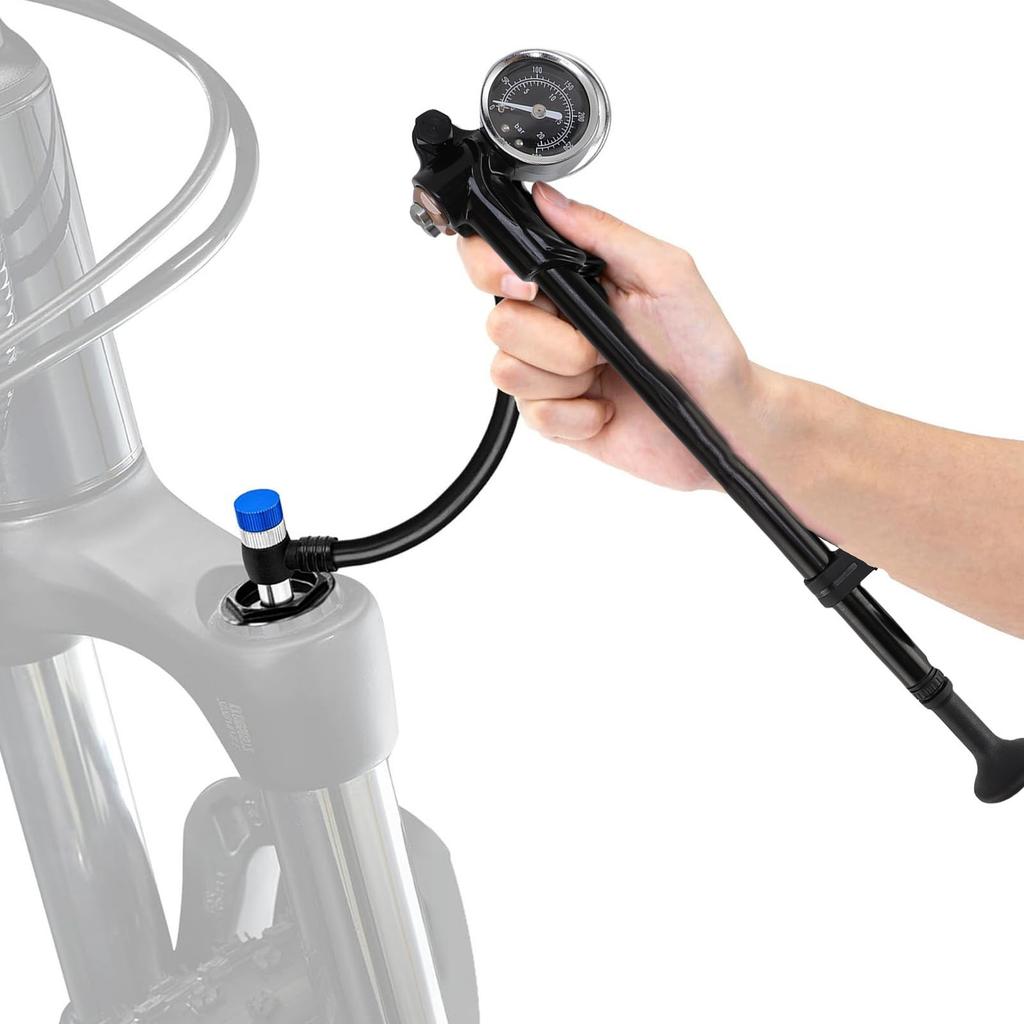 Bike Shock Pump 300PSI Aluminum Alloy Front Fork and Rr Suspension   Pump with Pressure Meter