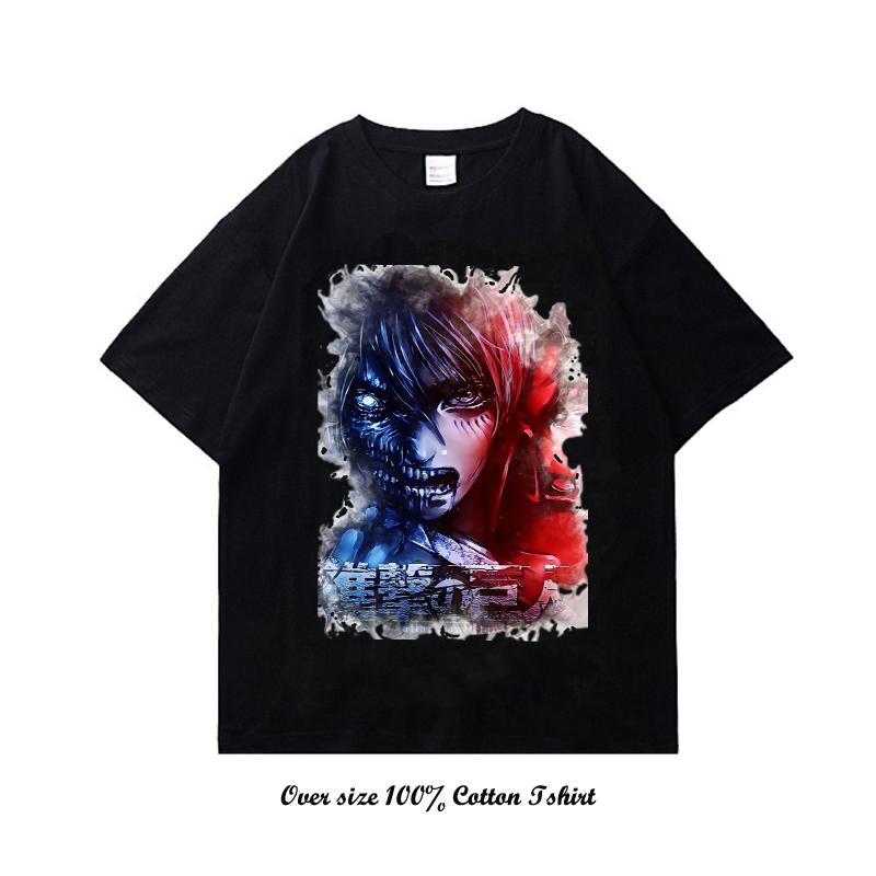 Herren T-Shirts Hip Hop Streetwear Japanischer Anime Druck Übergroße Oberteile Harajuku Baumwolle Sommer Kurzarm T-Shirt