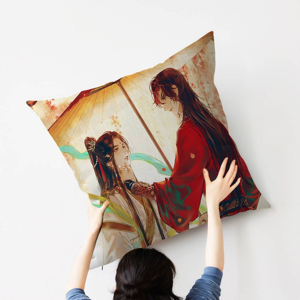 1pc Heavenly Officials Blessing Animation Cushion Cover Car Throw Pillow Case For Sofa Car Christmas Gift 40x40cm 45x45cm
