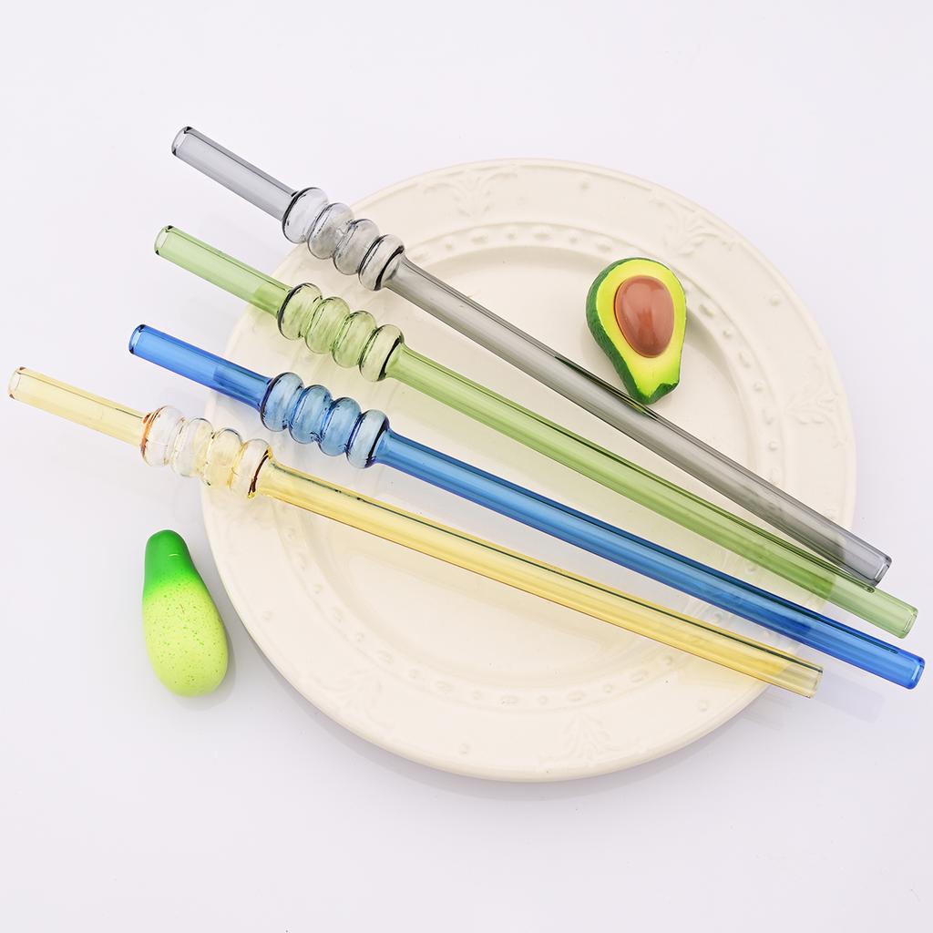 5pcs Ice-sugar Gourd Glass Straws Set High Borosilicate Drinking Straw Set with Brush Milk Shake Cocktail Straw Bar Drinkware