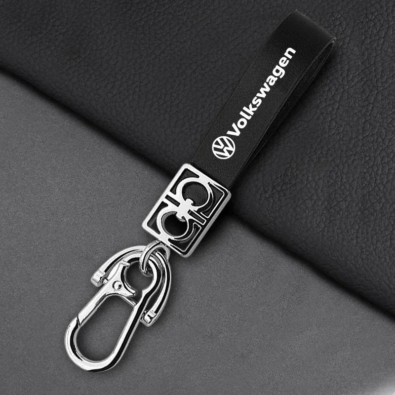 Metal Leather Car Keychain Key Ring Badge Accessories For Volkswagen Golf-5 6 7 MK6 Jetta Lavida Polo Tiguan Passat B5 B6 B7