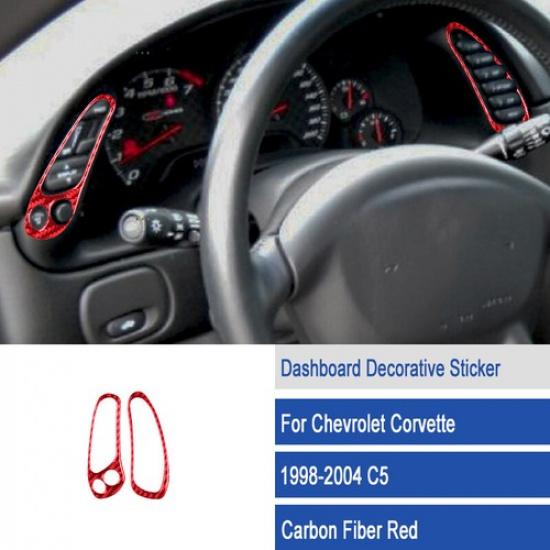 Red Carbon Fiber Car Dashboard Sid Button Cover For Chevrolet Corvette C5 98-04
