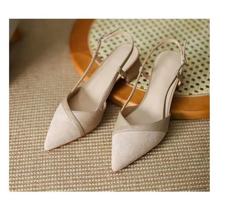 Fashion Square High Heels Slingback Sandals Women Slip On Mules Shoes Women Shallow Female Pumps for Office Lady Work Shoes