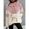 Color Block Drawstring Hooded Sweater, Casual Long Sleeve Pullover Sweater With Pocket, Women's Clothing