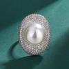 Ladies' Vintage South Sea Golden Pearl & Diamond Adjustable Ring