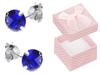 Silver Earrings With Blue Cubic Zirconia Women's Studs Hoops 6Mm Silver