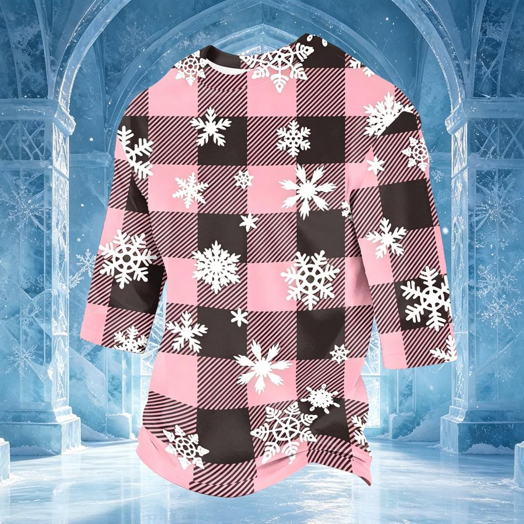 Men's Casual Christmas 3/4 Sleeve T-Shirt with Round Neck for Holiday Festive Wear