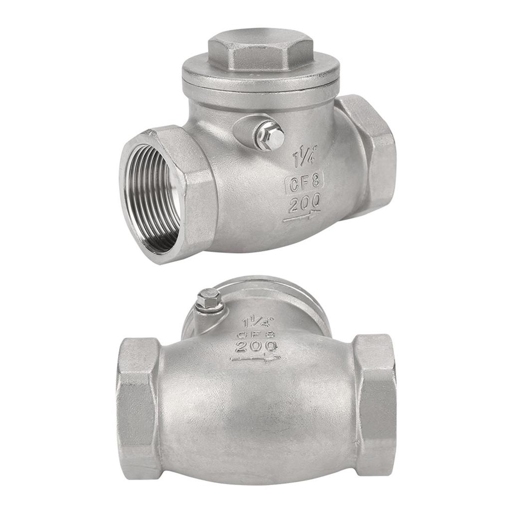 DN32 Stainless Steel One Way Swing Check Valve Female Thread 200PSI for Water Oil Gas