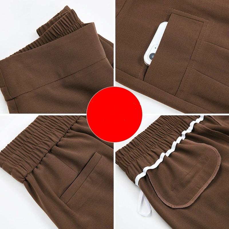Women's Summer Thin Section Casual High-waisted Draping Wide-legged Pants Middle-aged and Elderly Solid Color Comfortable Nine-minute Pants