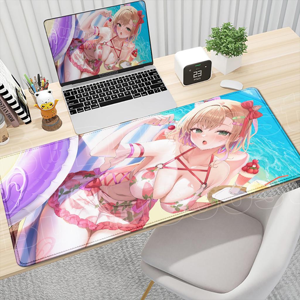 Anime Girl Office Keyboard Accessories Large Table Gaming Carpet Hololive Cute Kurumi Noah Mousepad XXL Locking Edge Desktop Mat