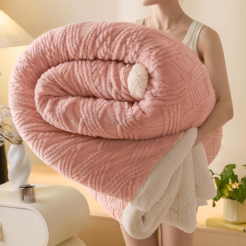 Gemütliche doppellagige Flanell- und Lammwoll-Decke für den Winter - Ideal für Sofa, Nickerchen oder Klimaanlagen-Nutzung