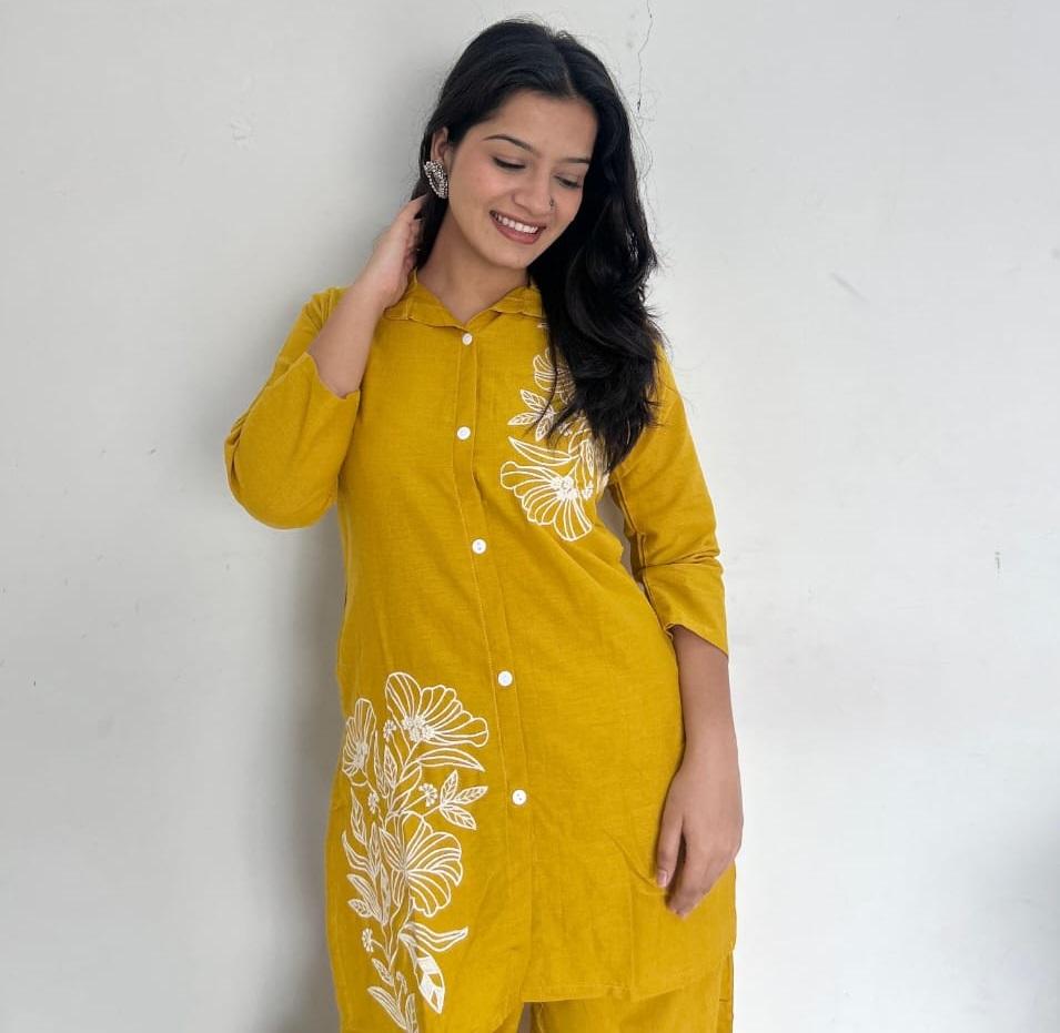 Indian Women Designer Kurta Pant Cord Set Bollywood Top Tunic Kurti Pure Cotton Dress