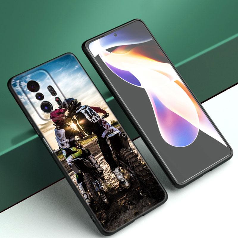 Moto Cross Motorcycle Sports Phone Case For Xiaomi Mi A2 8 9 SE Note 10 10T 11 12 Lite 9T 11T 12S 12T Pro A3 6X 12X Black Cover