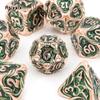 7 Pcs Yellow Green Tree Vine Metal Dice Solid Metal Polyhedral Dice Set Suitable for Role-Playing RPG Board Game Dice RPG