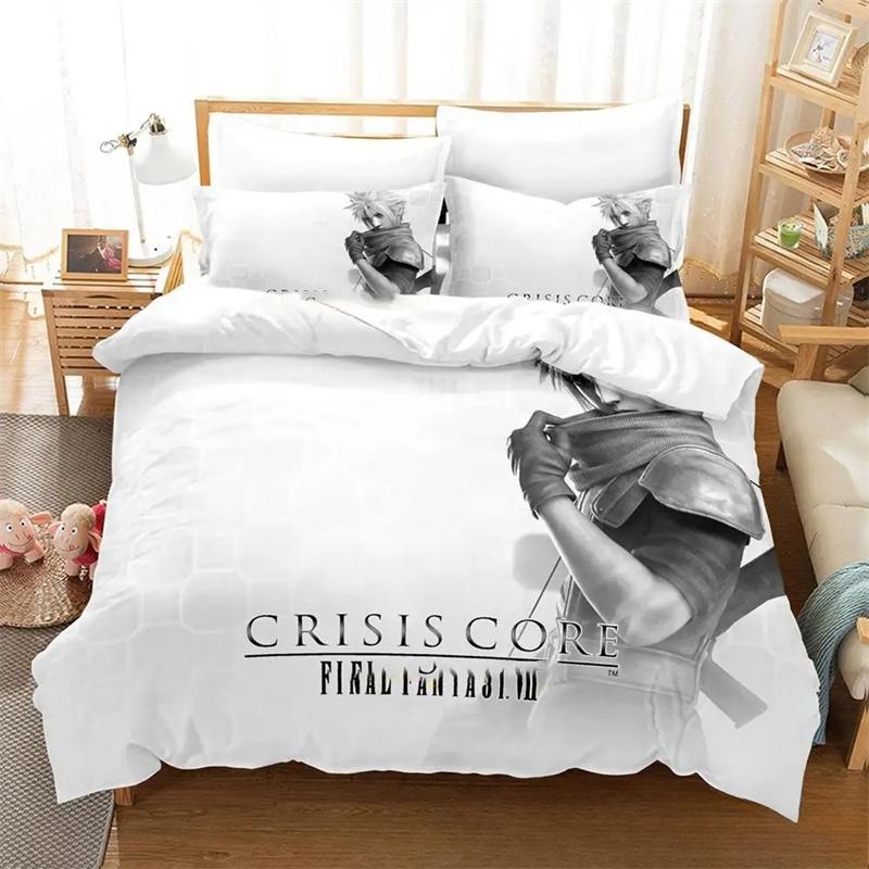 3D Print Game Crisis Core Final Fantasy VII Bed Set Quilt Cover Pillowcase,King Queen Twin Size Boys Girls Adults Bedding Set
