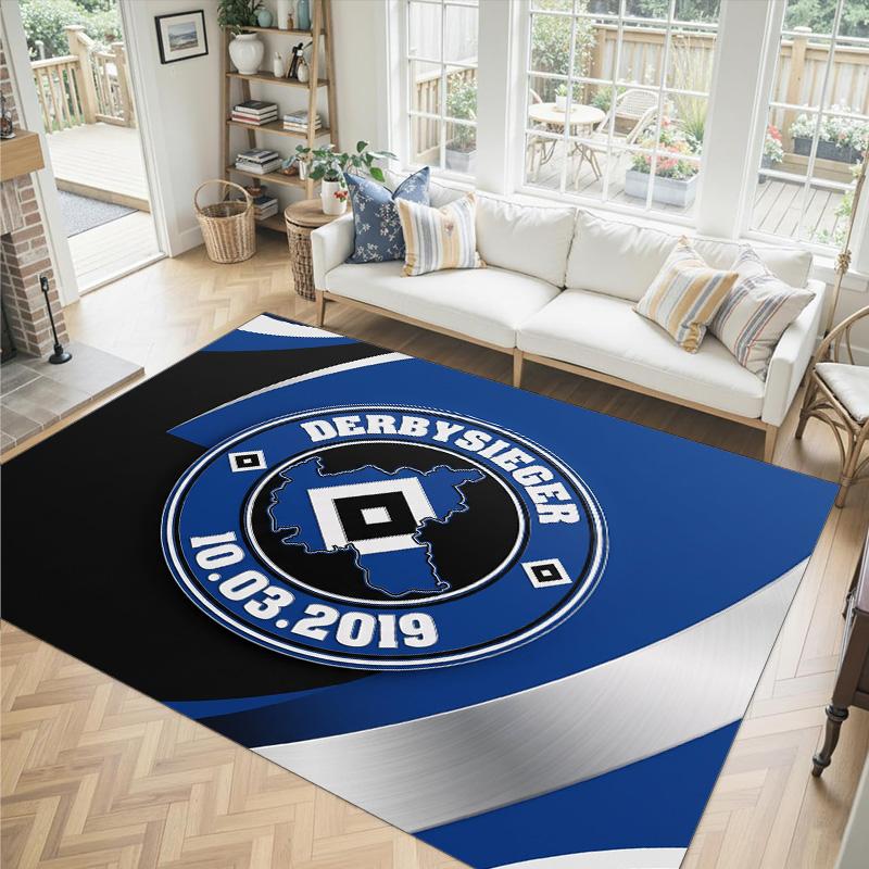 Hamburger SV Football Design Tappeto in Velluto di Cristallo Accogliente Non?Tappeto Stampato Antiscivolo per Camera da Letto Soggiorno Ingresso