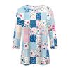 Women's Fashion Casual Three-quarter Sleeve Vintage Floral Print Round Neck Top