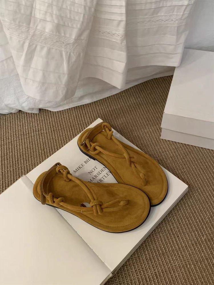 

South Korea Dongdaemun hemp rope woven toe Roman sandals women s summer seaside simple and versatile flip-flops French 40