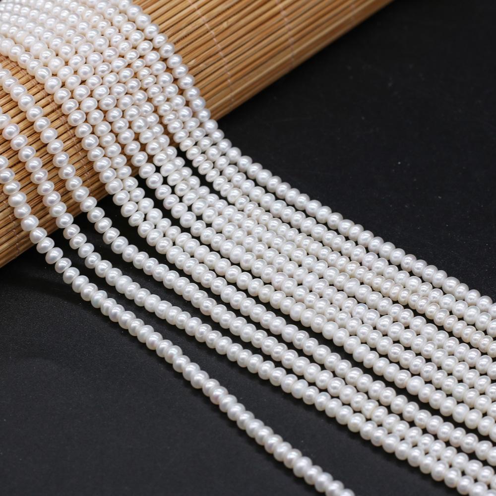 1String, White Natural Flat Shape Pearls Beads, 3-4mm, for DIY Necklaces Bracelets Accessories, Jewelry Making, Birthday, Wedding, Party Gift 36cm