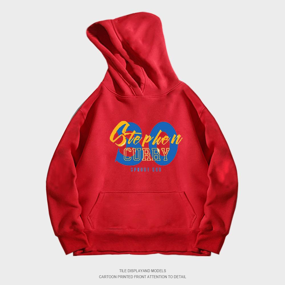 Autumn hooded sweater pullover European and American trend loose long-sleeved basketball casual printing yellow and blue No. 30 jacket