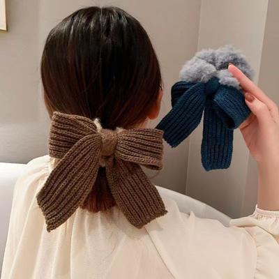 Strik Haartouw Gebreide Strik Pluche Haarelastiek Elastisch Haarband Scrunchies Meisjes Paardenstaart Houder Haartouw voor Dik Dun Haar Accessoires