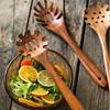 Praktisches Küchenutensil Mehrzweck-Holzlöffel für Nudeln Antihaft-Spaghettigabel Zange mit Zähnen