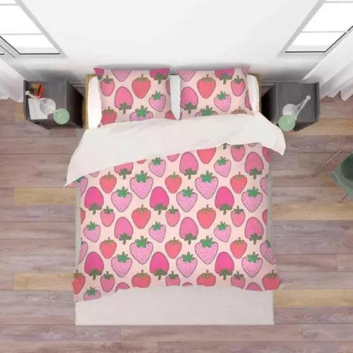 Carton Strawbery Soft Duvet Cover Set Bed Decoration First Choice Gift Suitable for Children Kids plus Adult Peoples Comfortable Breathable