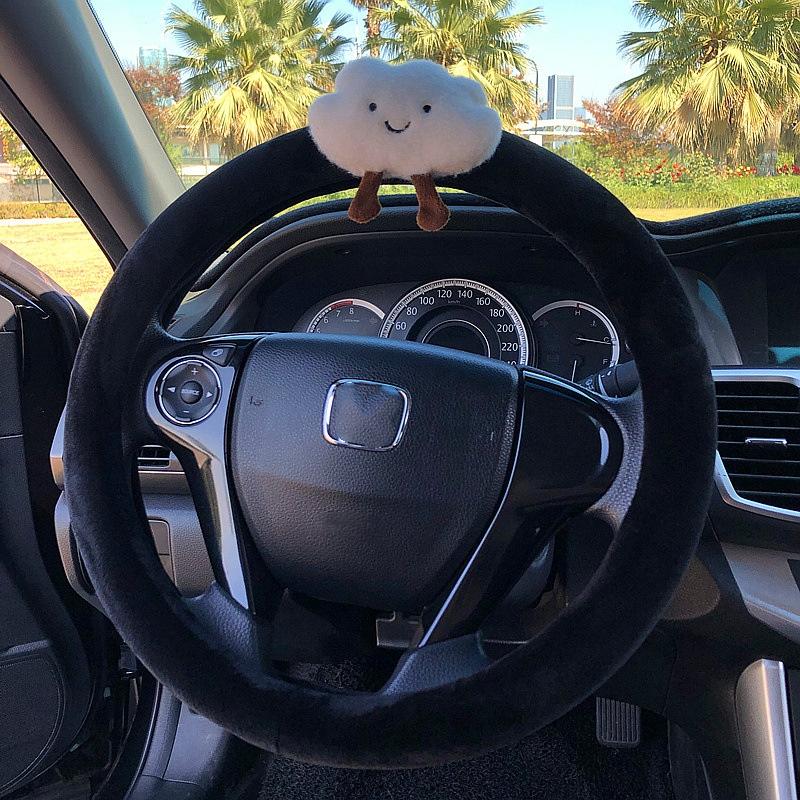 Steering Plush Car Wheel Cover Cartoon Print Four Seasons Installation Easy