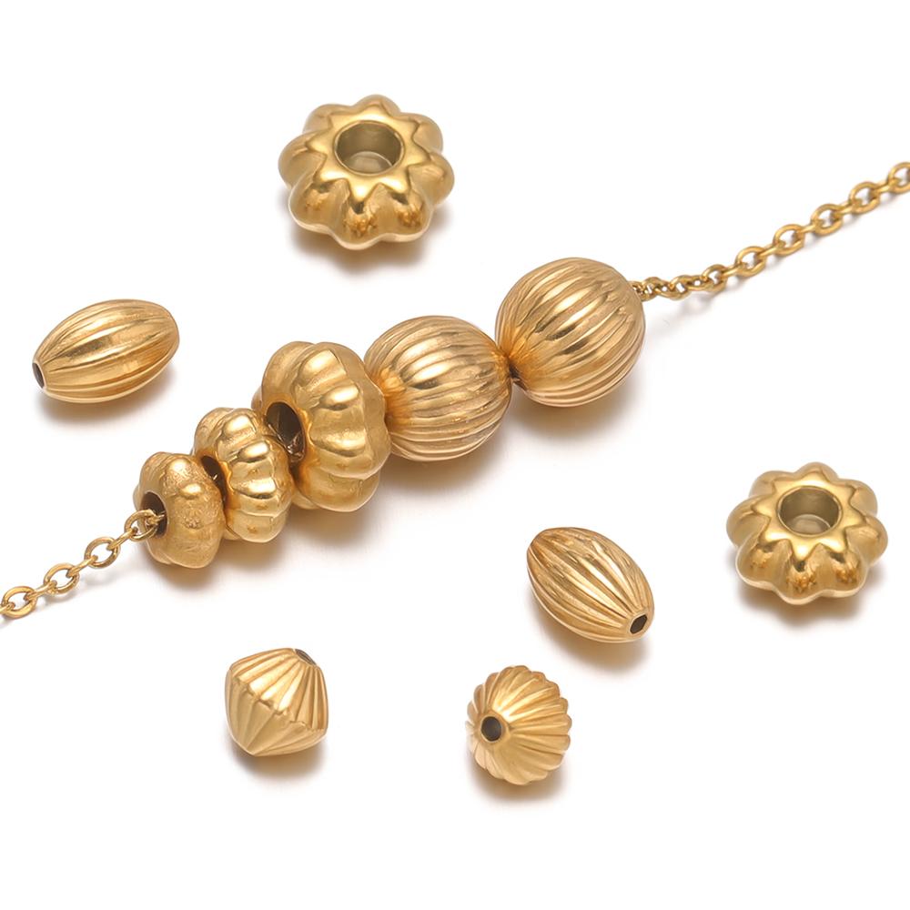 20Pcs Stainless Steel Flower Bead Loose Spacer Tube 8mm Beads for DIY Jewelry Making Bracelet Making Necklace Wholesale Findings