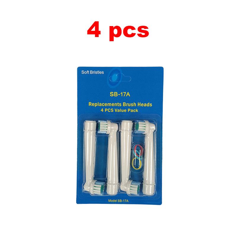 4 PCS /set Electric Toothbrush Replaceable Head Tooth Brush Heads For Oral B Electric Brush Nozzles Soft Dupont Bristle SB-17A