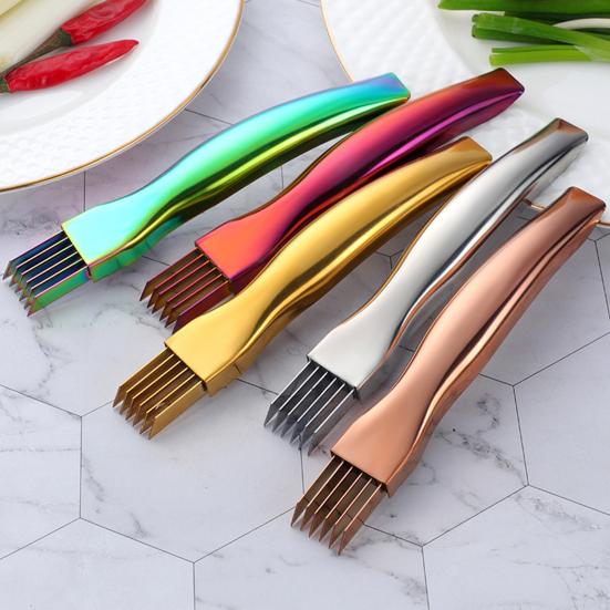 Stainless Steel Chopped Green Onion Knife Multi-Blade Kitchen Herb Cutter Multifunctional Scallion Shredding Tool Household Vegetable Slicer Gadget