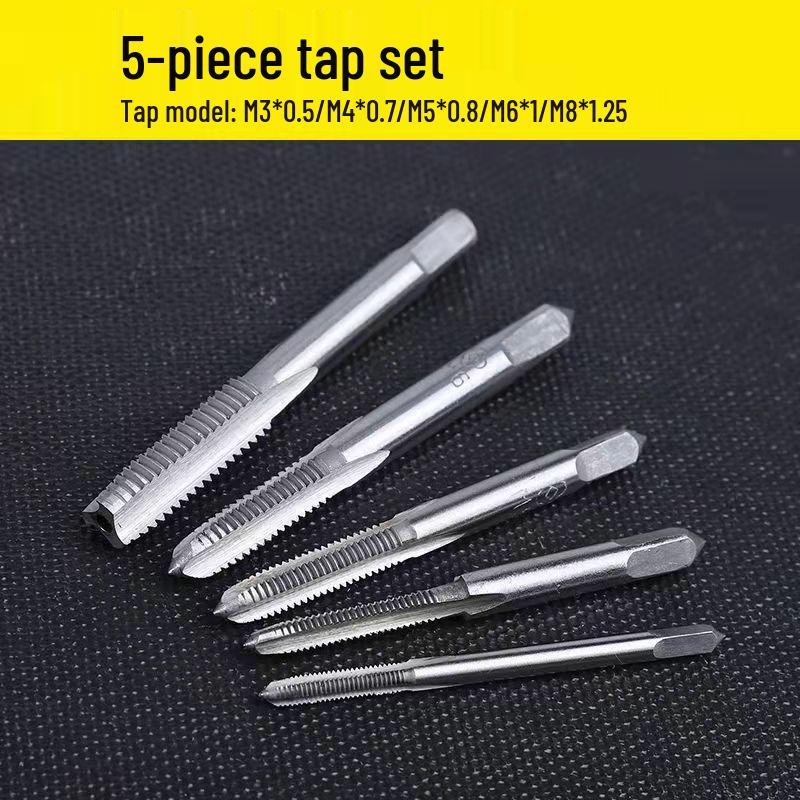 6-Piece Taper Tap and Tap Wrench Set, M3-M12 High-Speed Steel Drilling Tapping Machine Set