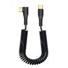 Right Angle Coiled USB C to USB C Data Cable,90° Retractable Charger Cord for Car,Type C Fast Charging Wire for iPhone,Samsung