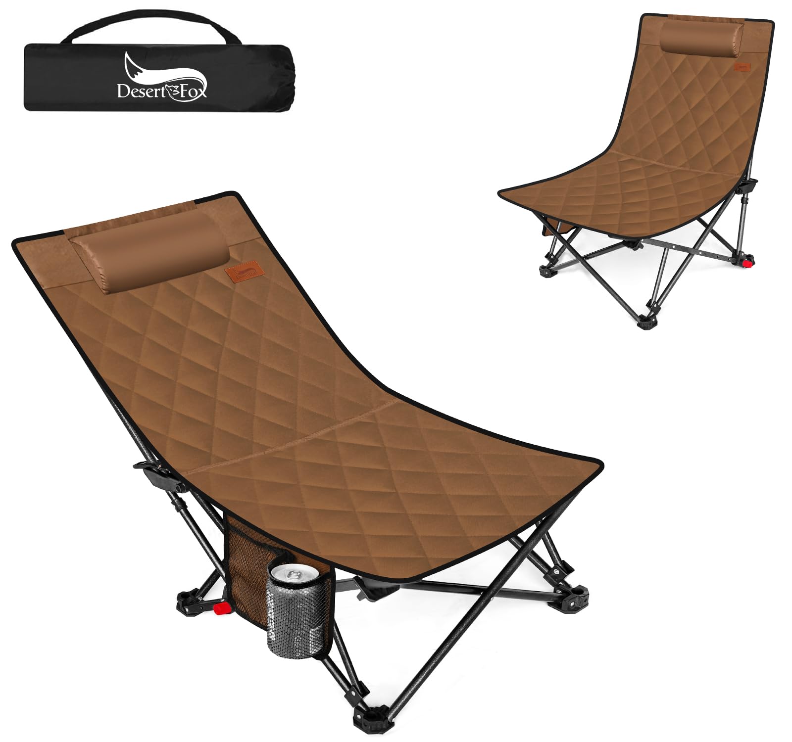 

DesertFox Кемпинговое откидное уличное кресло с регулировкой угла спинки, устанавливается и складывается в 1 низкое легкое вместительное кресло STY, кресло, кресло, складное, 4-уровневое