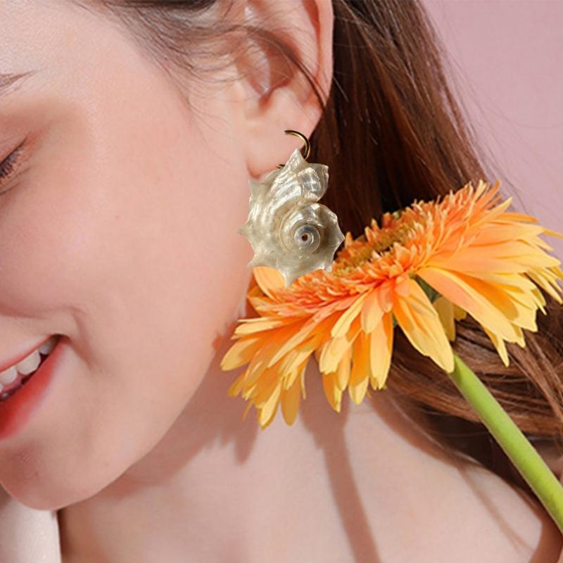 Handmade Spiny Shell Hoop Earrings Unique Natural Texture Sophisticated Shell Studs Earrings Jewelry Gift For Her
