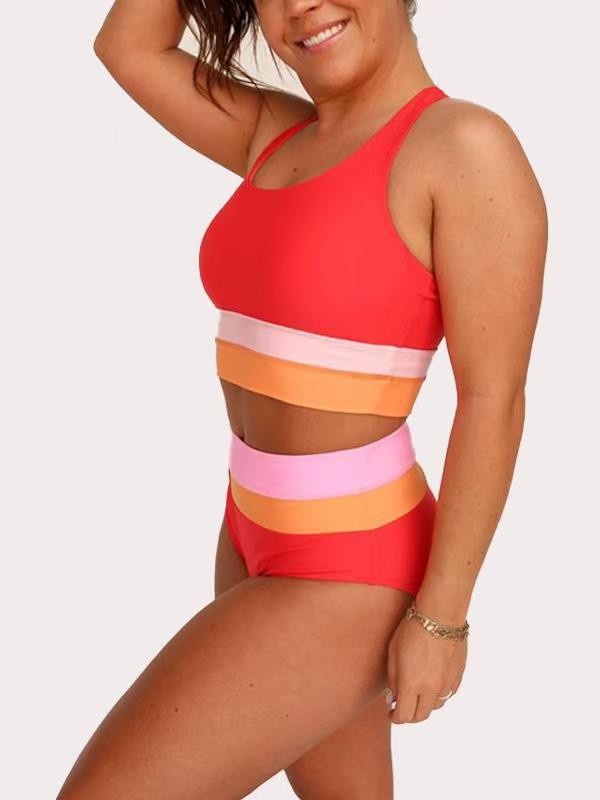"Damen Großer Split Badeanzug - Europäischer & Amerikanischer Stil, Bedruckter Bikini mit Reißverschluss"