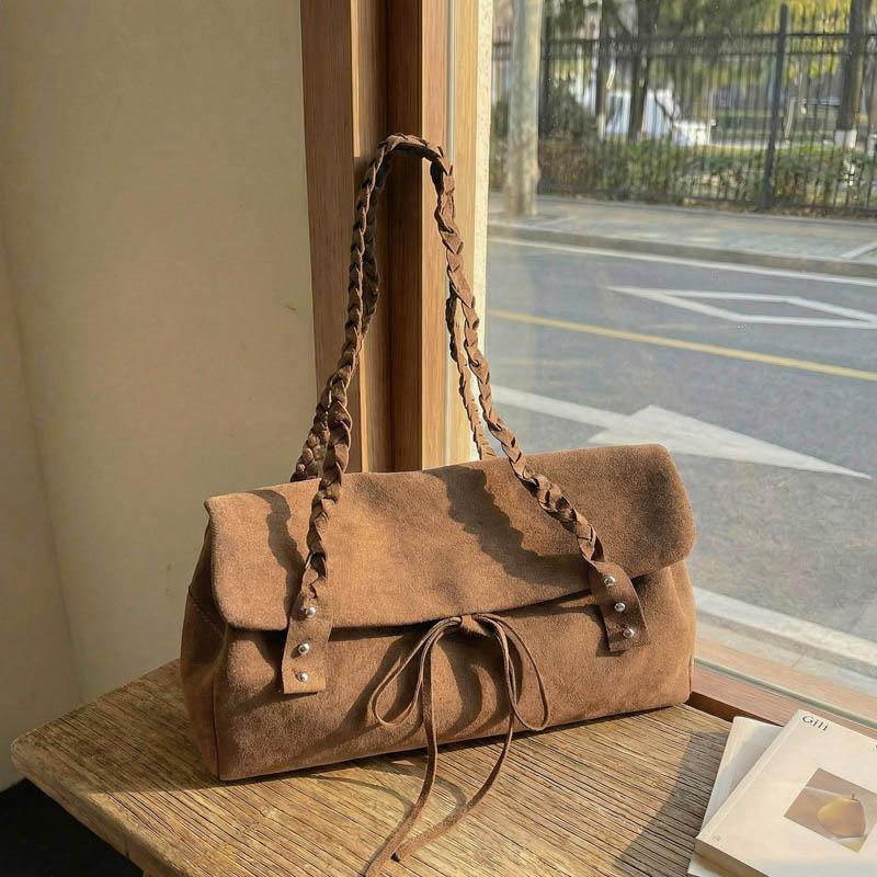 Simple and Stylish Women's Shoulder Bag Woven Shoulder Strap Tassel Bow Decoration Large Capacity Casual Daily Bag Suitable for  Women's Holiday Gift