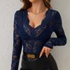 Spring New Long Sleeve Sexy Lace Shirts for Women Fashion Solid See Through Slim Fit Casual Blouses Women Street Elegant Crochet Lady Shirt Tops 26251