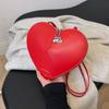 Borsa a Spalla a Forma di Cuore in PU per Ragazze con Chiusura a Zip e Tasca per Cellulare