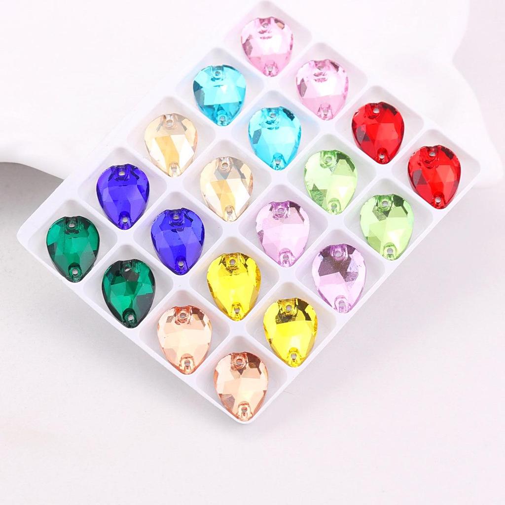 Mixed Color Crystal Buckles - Handmade Double Hole Glass Diamond for DIY Clothing