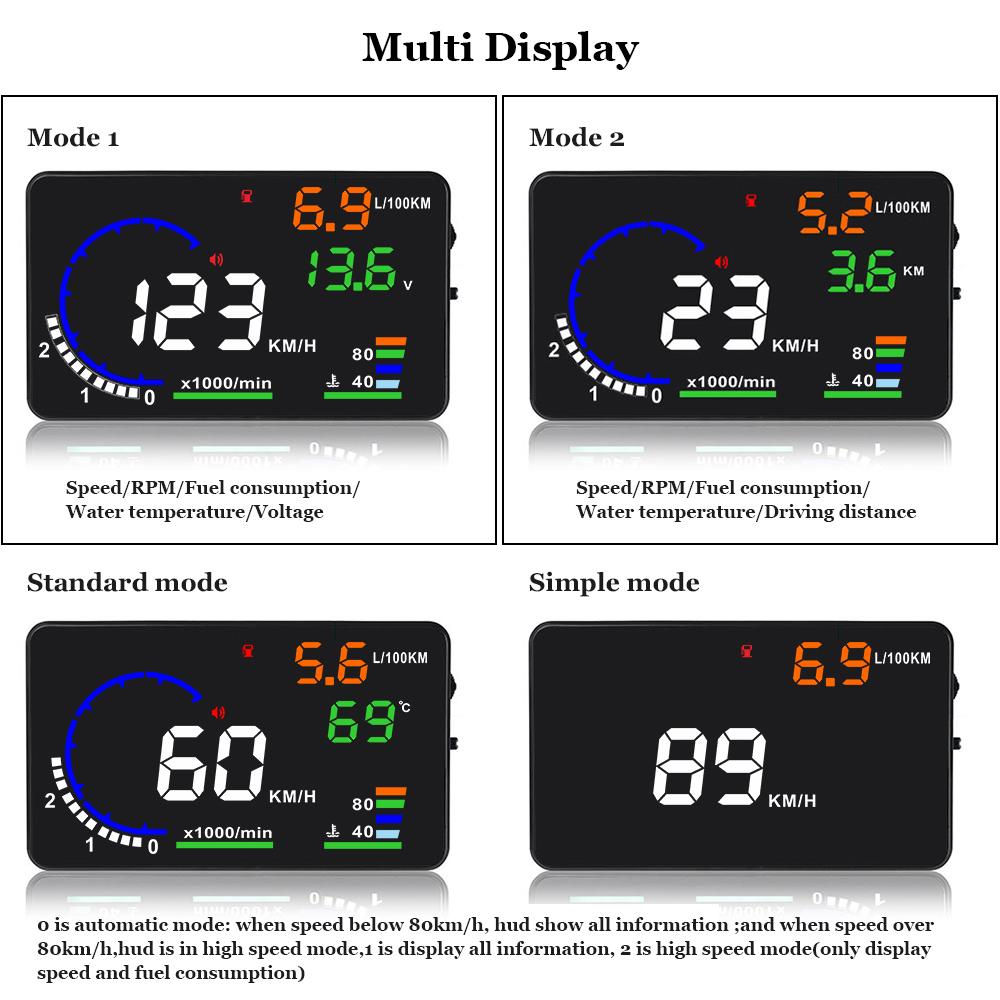 5.5'' OBD Car Head Up Display A8 Windshield Speed Projector For HUD Speed Water Temp RPM Voltage Digital Speedometer Gauge