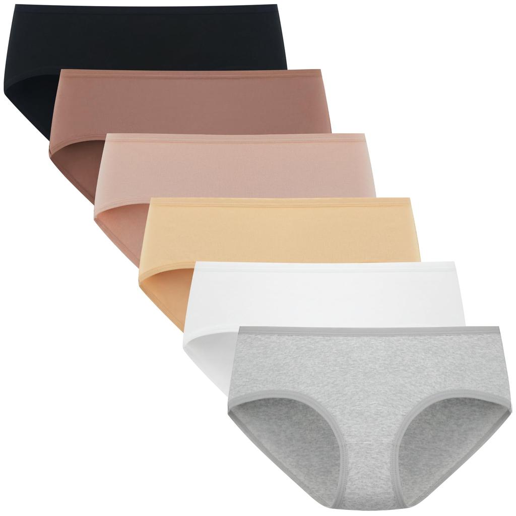 POPKOK Underwear Cotton Regular Set Women's Set, Low-Rise Underpants, 6-Piece (Earth Colors, Medium)